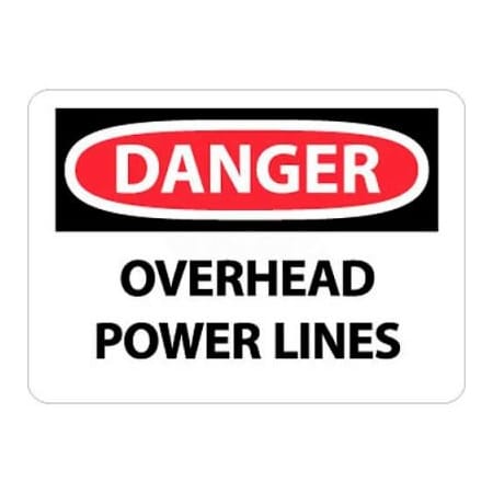 National Marker Co NMC OSHA Sign, Danger Overhead Power Lines, 10in X 14in, White/Red/Black D667RB